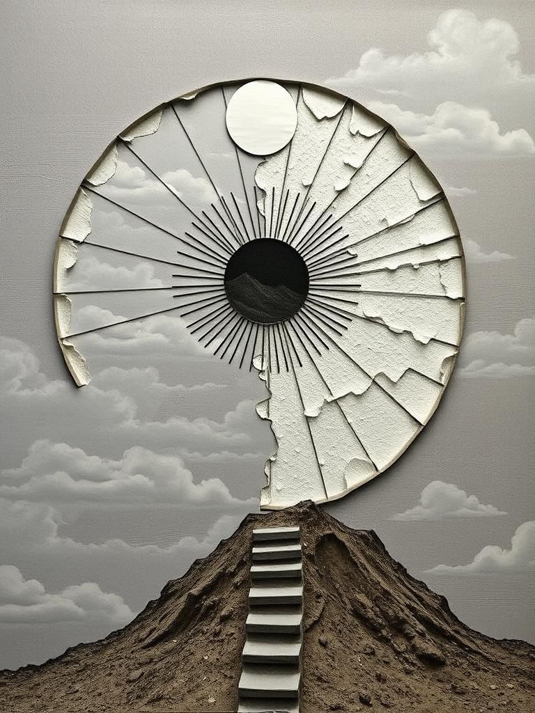 Surrealist Mixed Media Collage with Inverted Illusion