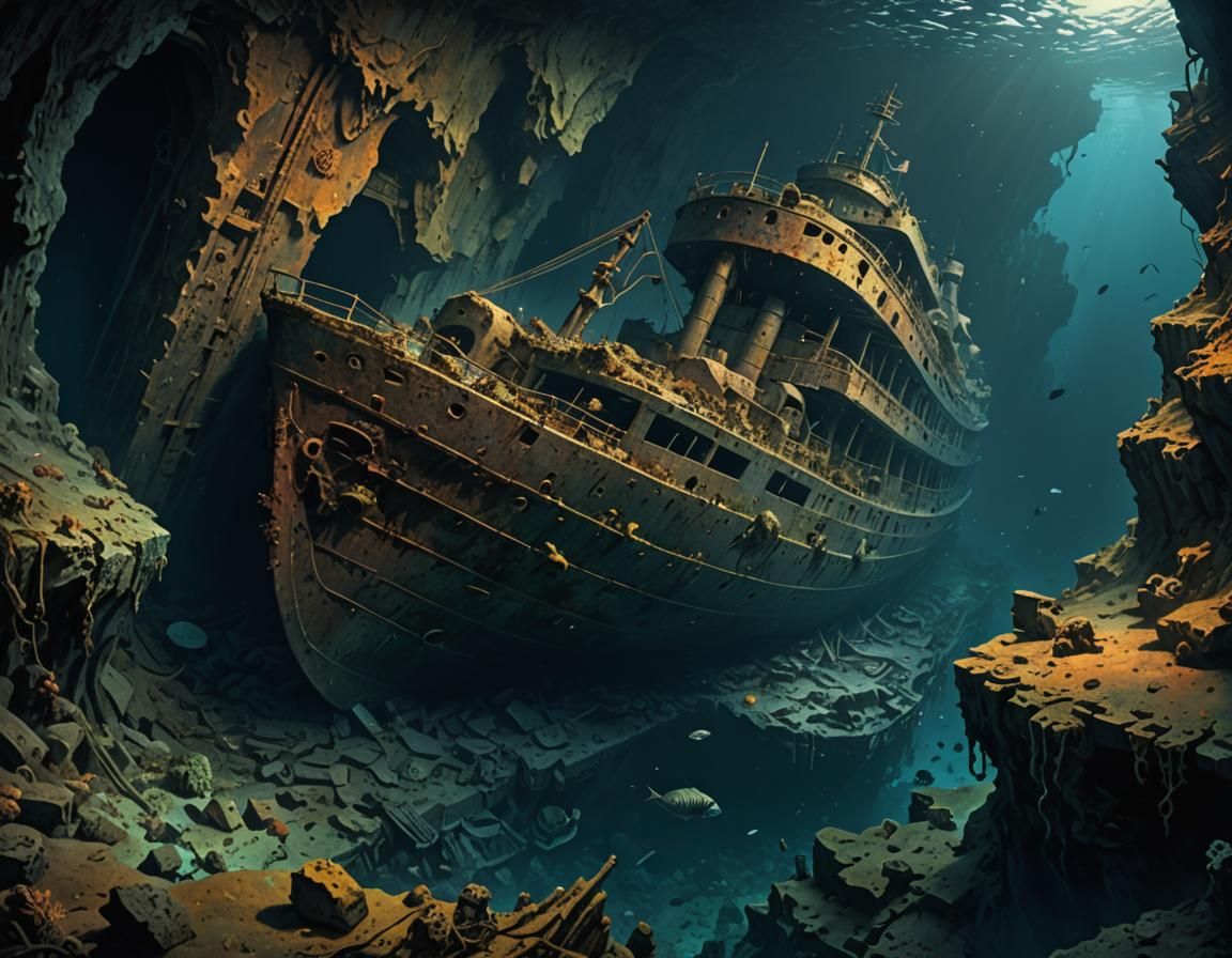 Underwater Shipwreck  by @undefined