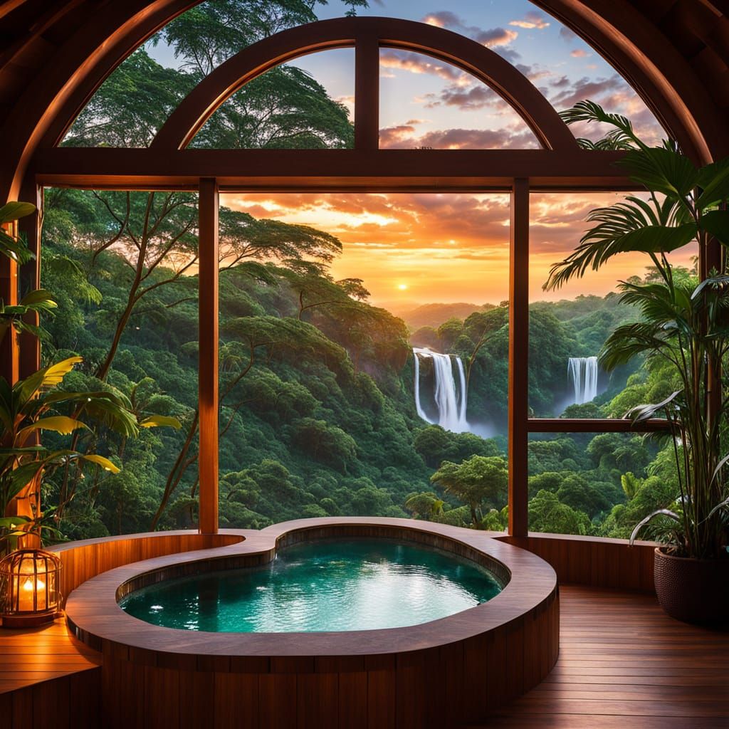 Luxurious Treehouse with Heart-Shaped Window Overlooking Lus...