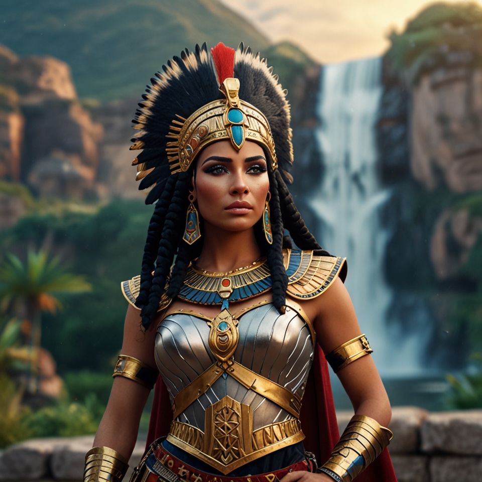 ANCIENT AMAZONIAN WARRIOR QUEEN CLEOPATRA IN FULL ARMOUR WIT...