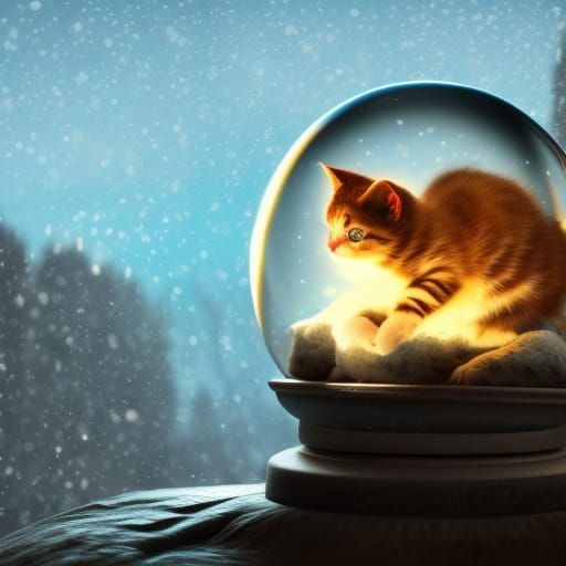 Kitten in a snow globe