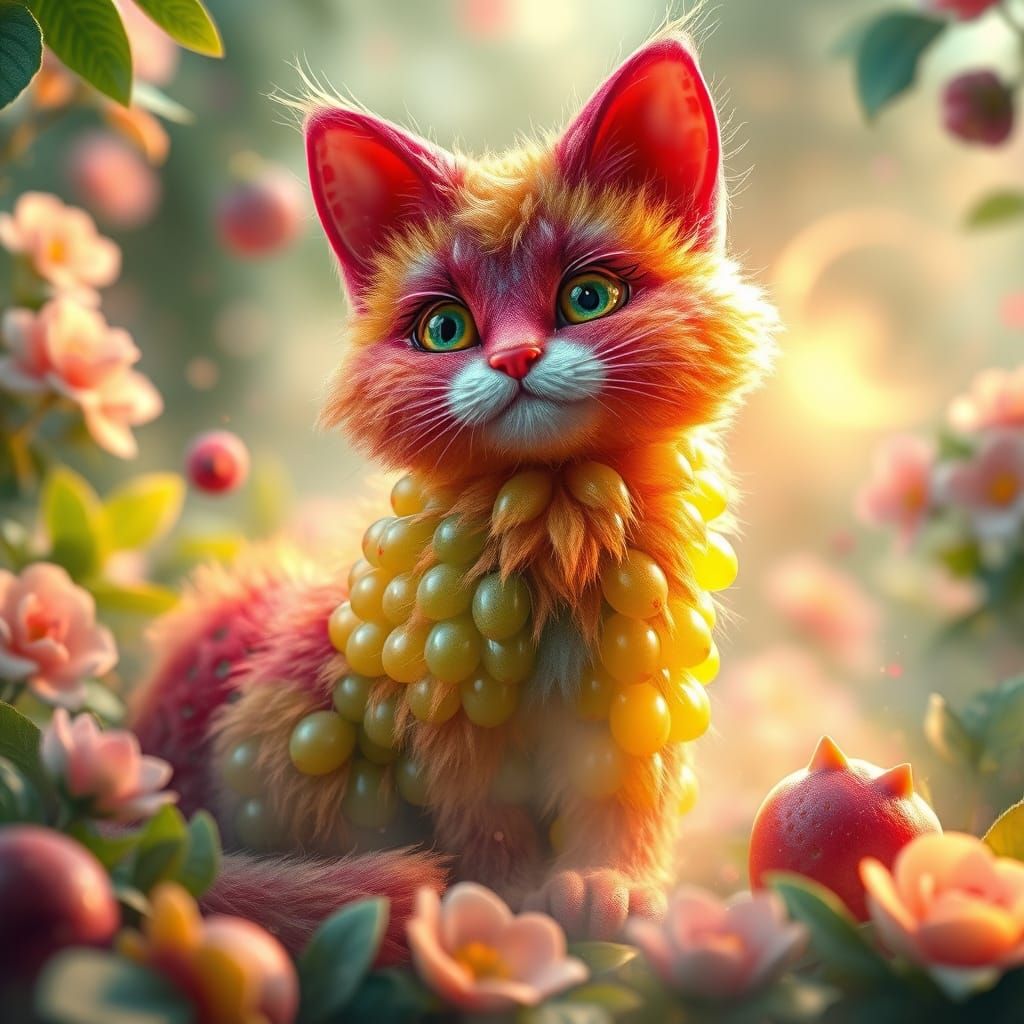 a cute fruit cat  by @Miss Dragons