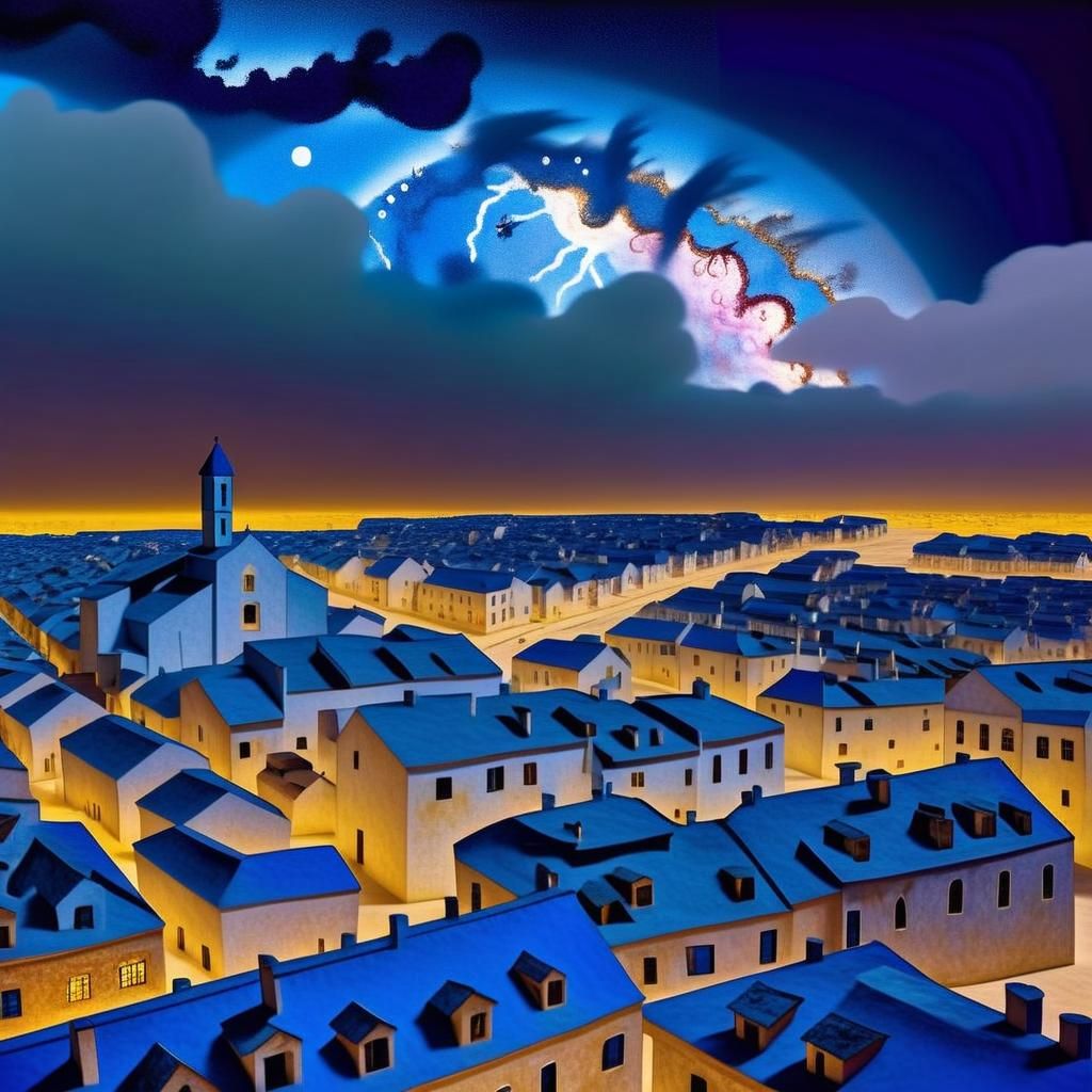 Storm on city Marc Chagall