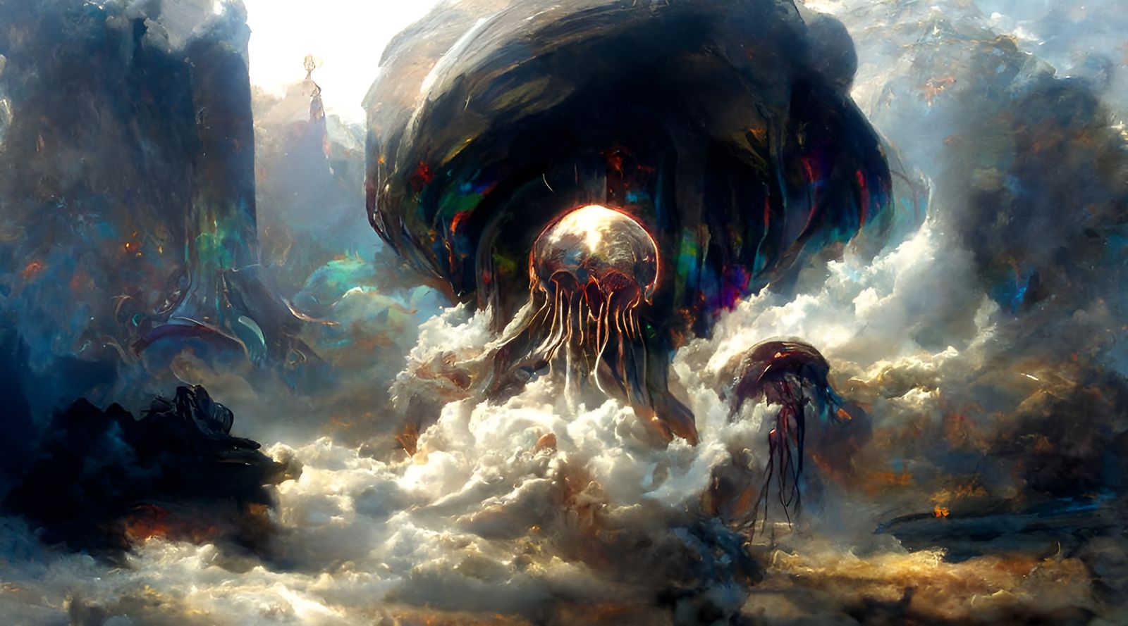Gigantic Lovecraftian Jellyfish of the eldritch gods, rising from the ...