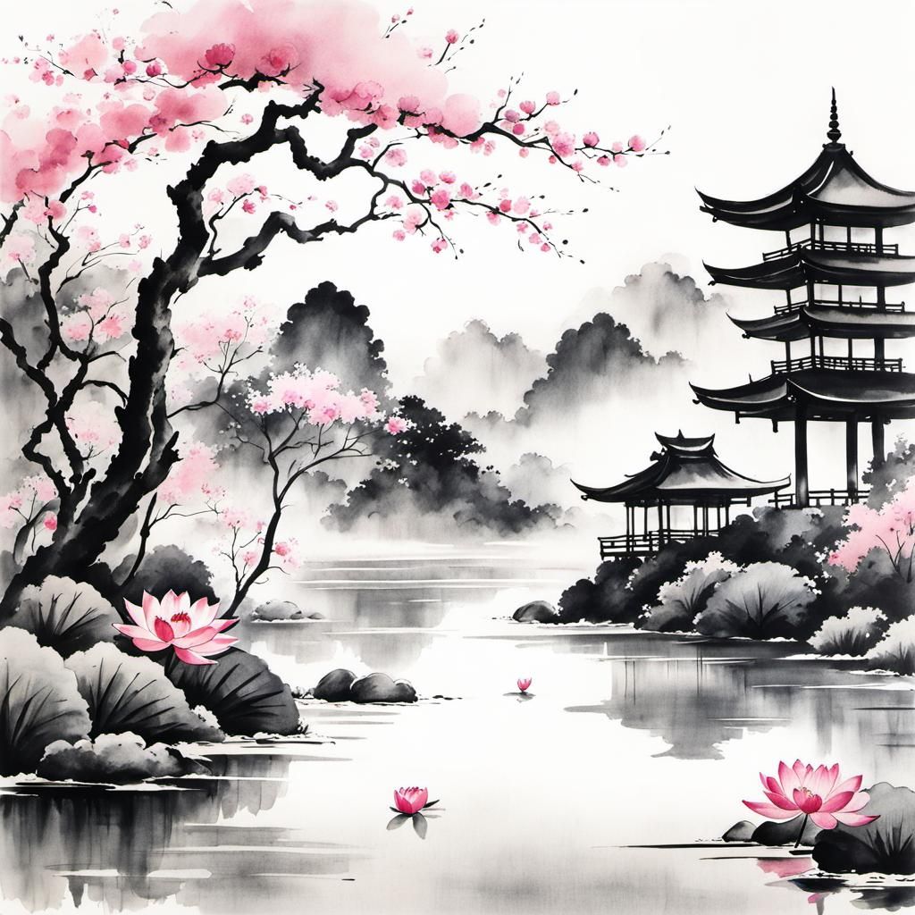Temple and sakura