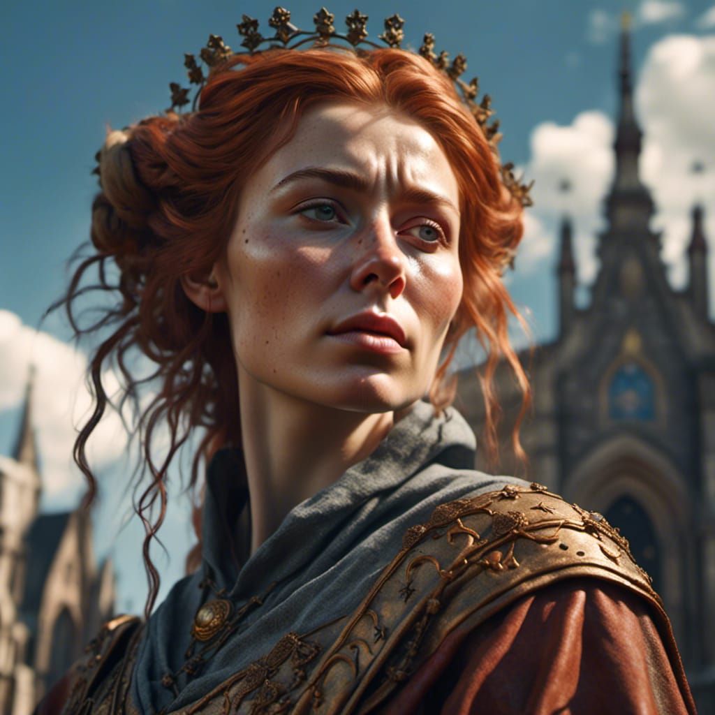 <lora:Black Characters:1.0>sad medieval woman, sunny day sky, dramatic centered view