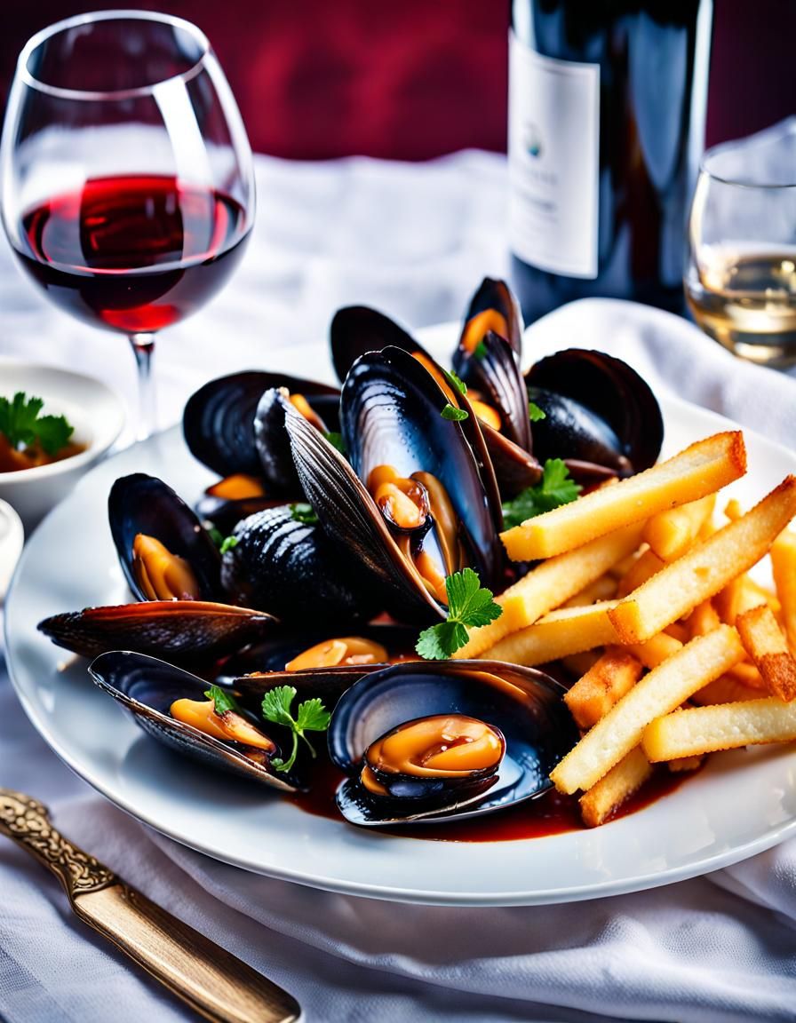 Mussels/fries AI Generated Artwork NightCafe Creator