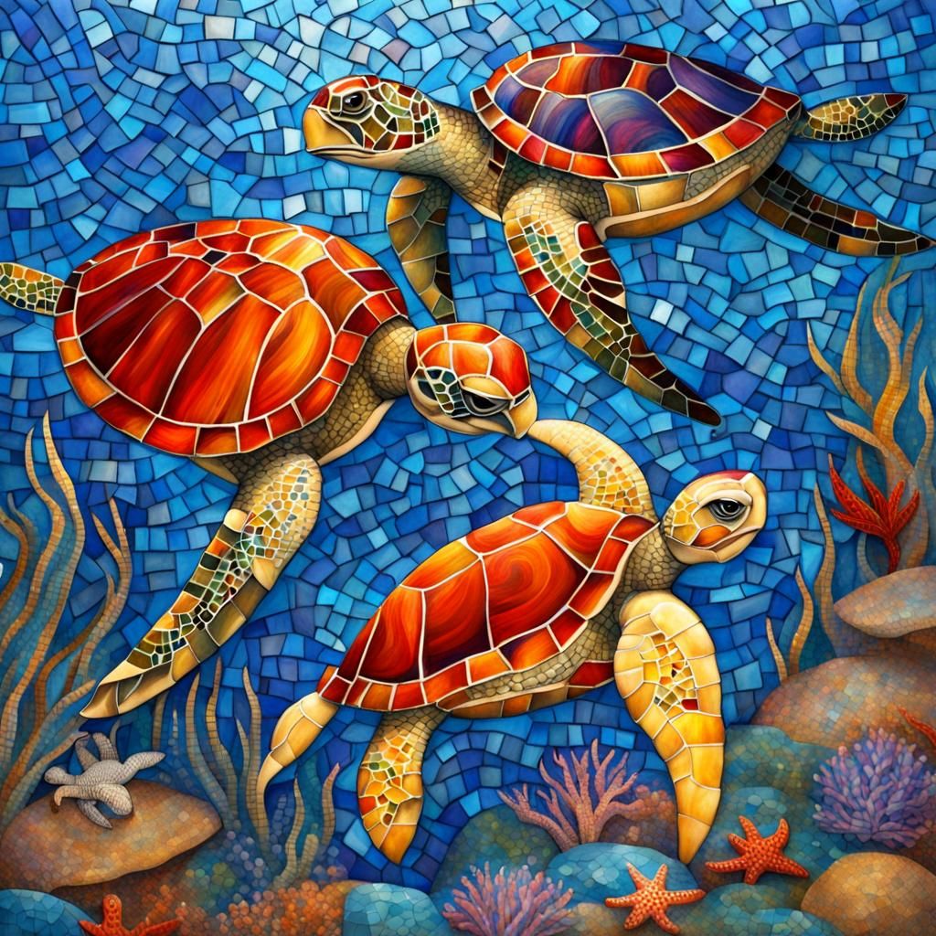 Mosaic Turtles  by @Beep