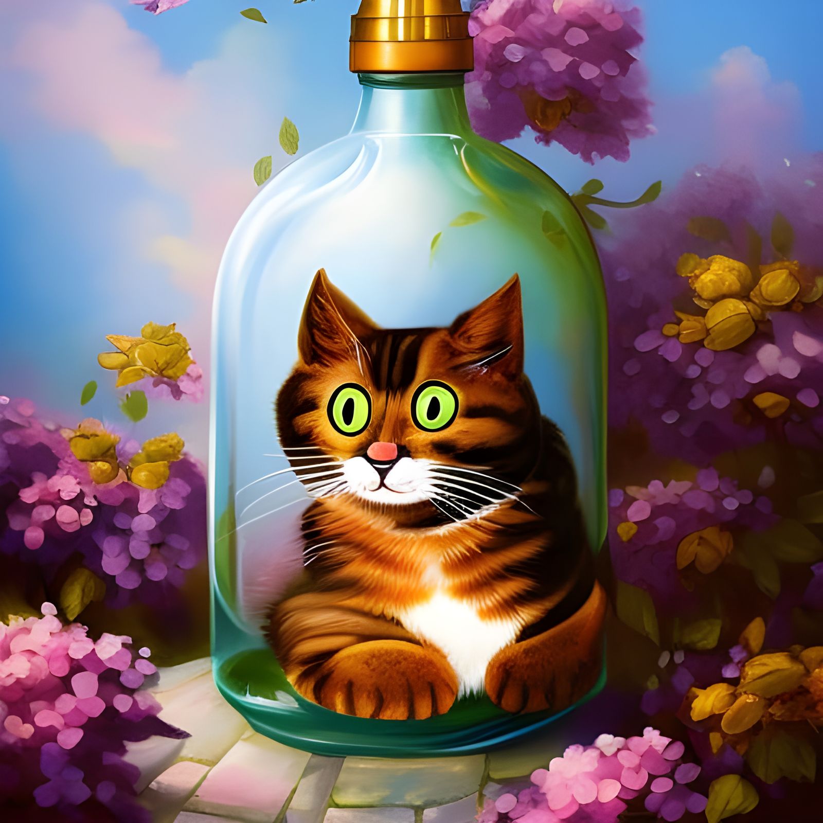 Cute Cat in a Bottle AI Generated Artwork NightCafe Creator