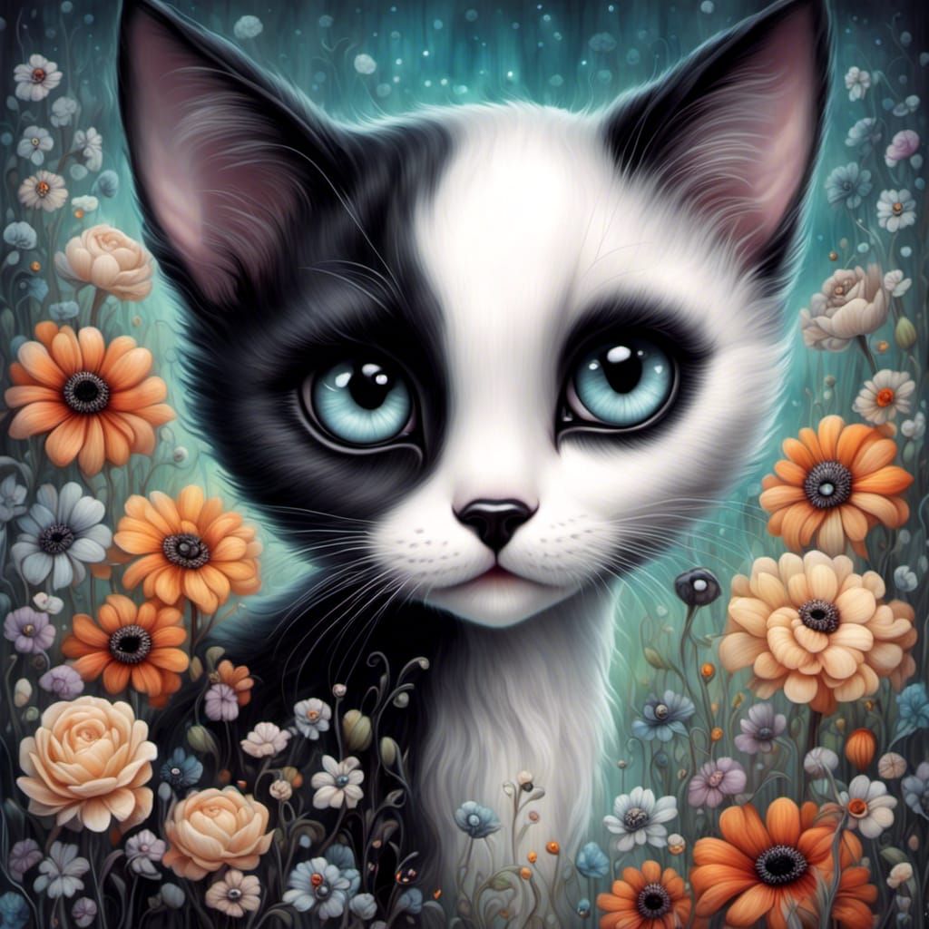 Half Black Half White Cat AI Generated Artwork NightCafe Creator half-black-half-white-cat-ai-generated-artwork-nightcafe-creator