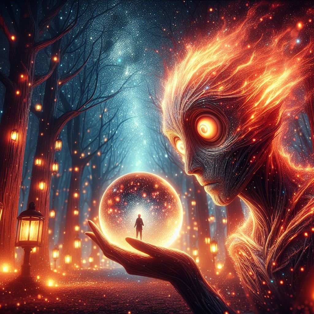 Man of Fire in enchanted forest