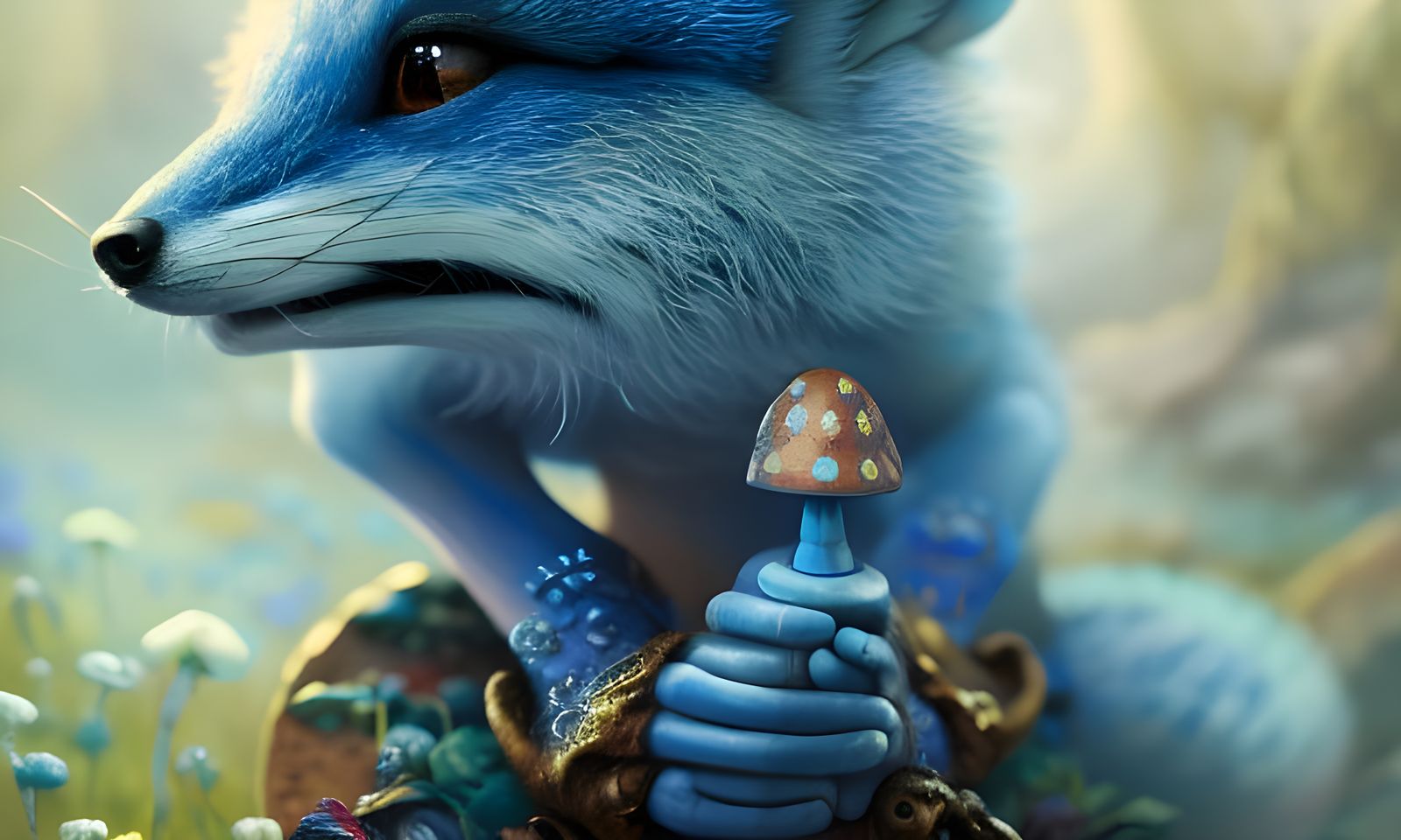 Blue Toadstool Fox: A Digital Masterpiece