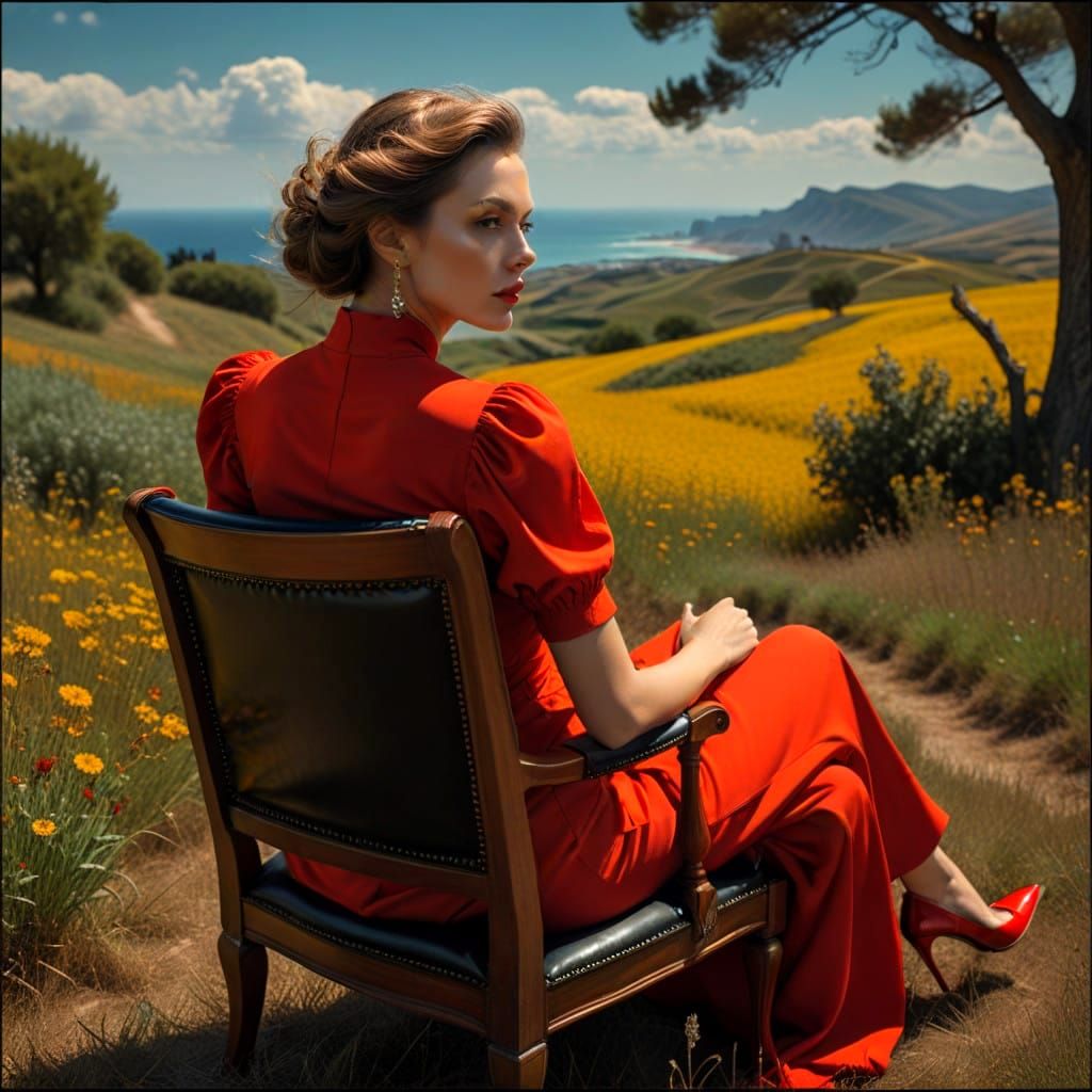 Stunning Minimalist Lady in a Captivating Landscape