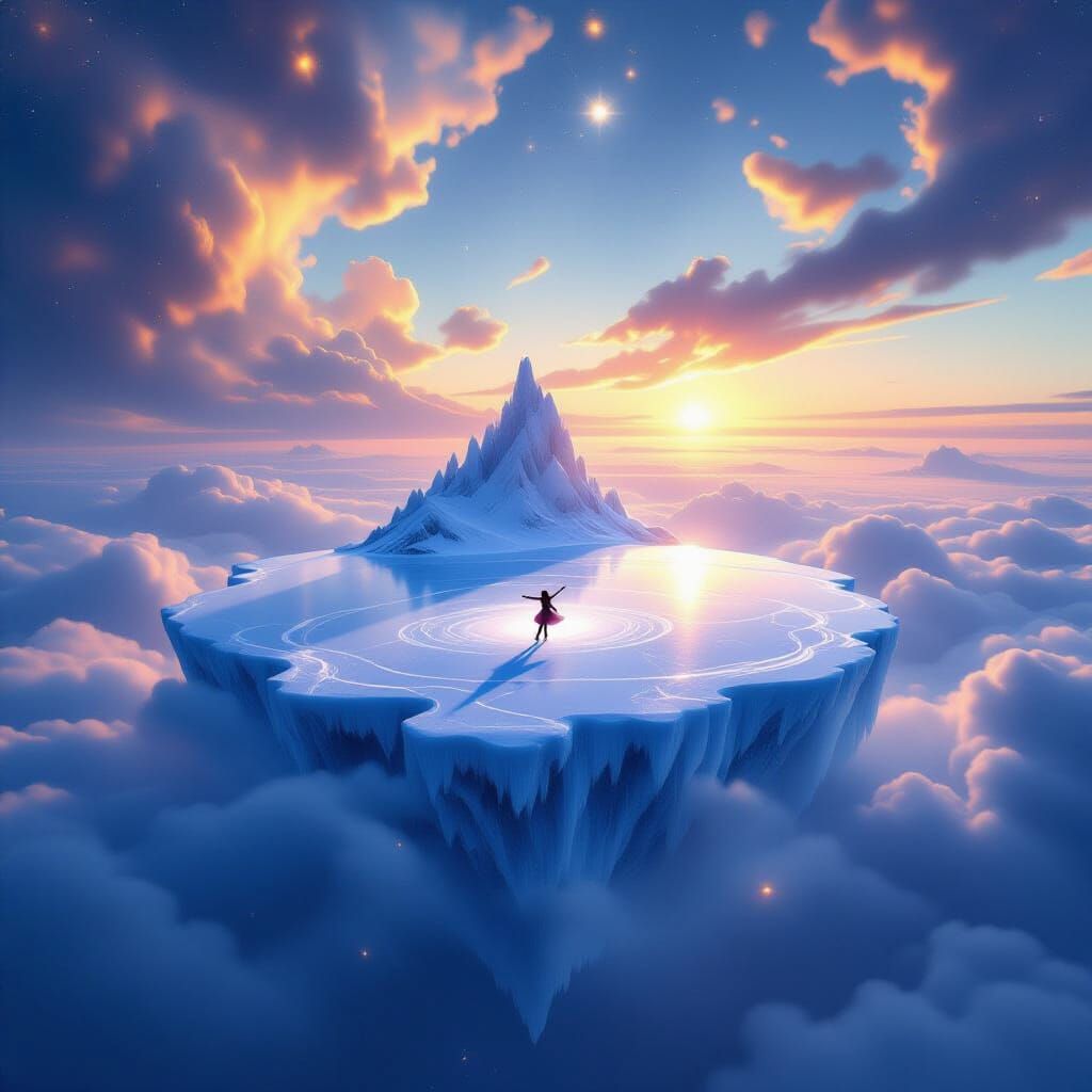 A magical icy island is floating in the universe.   by @Jacquelynn