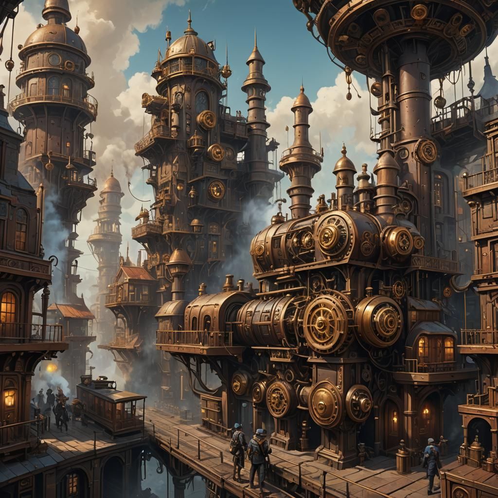 Steampunk city - AI Generated Artwork - NightCafe Creator