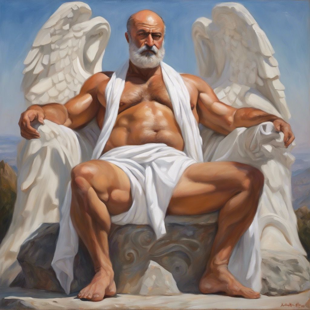 King Apollophanes sits on the winged Sun Throne to watch the games.