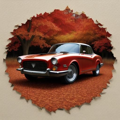 textured torn paper art. Autumn trees blended with a fancy c...