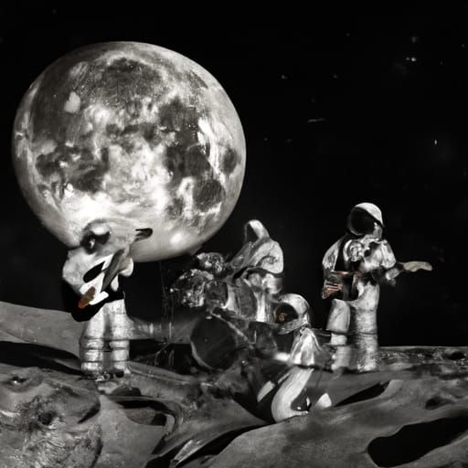 Astronaut Band Jamming on the Moon