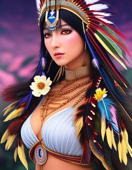 Watercolor - Woman - Native Indian