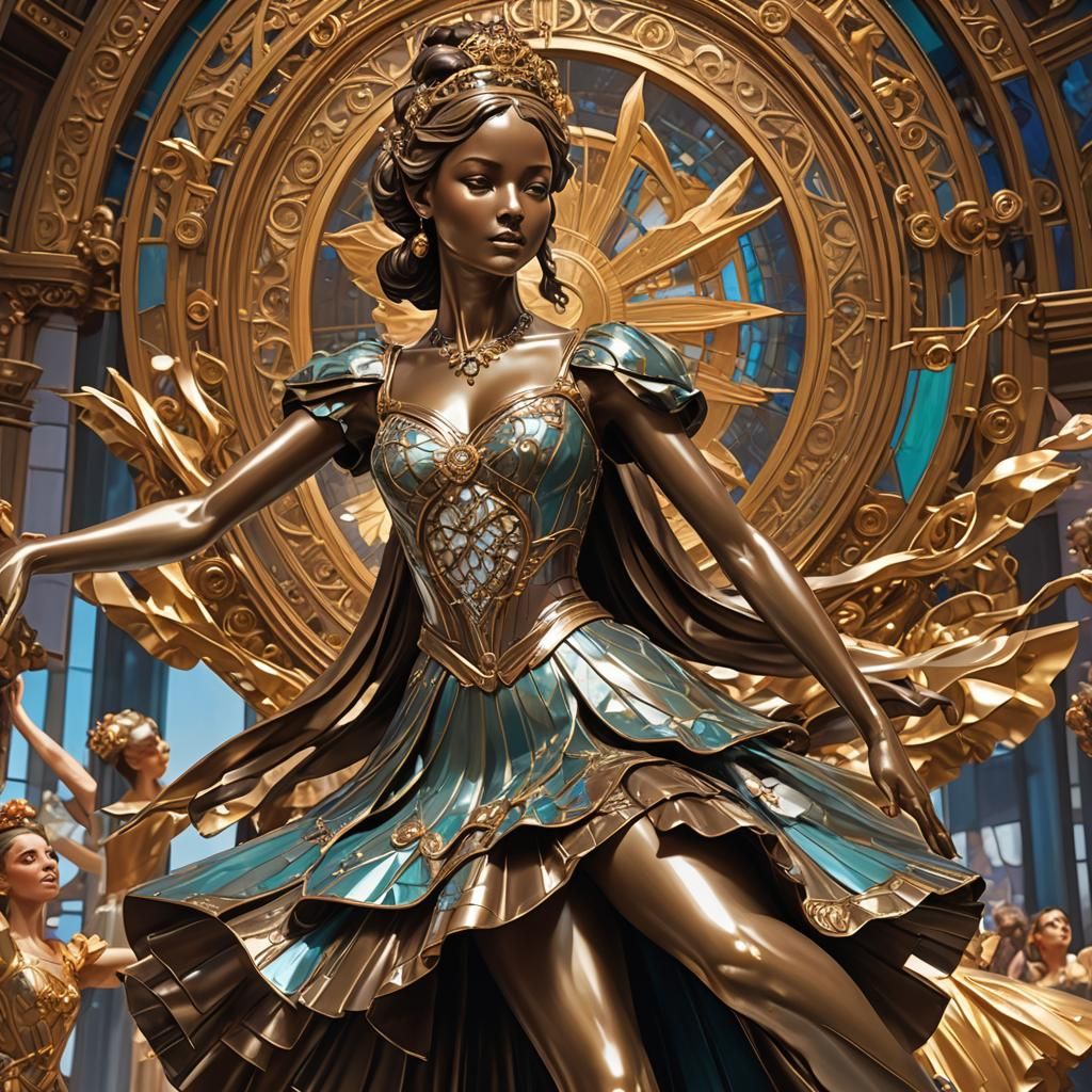 Daga's  balerina bronze statue ,wearing thing dancing dress ...