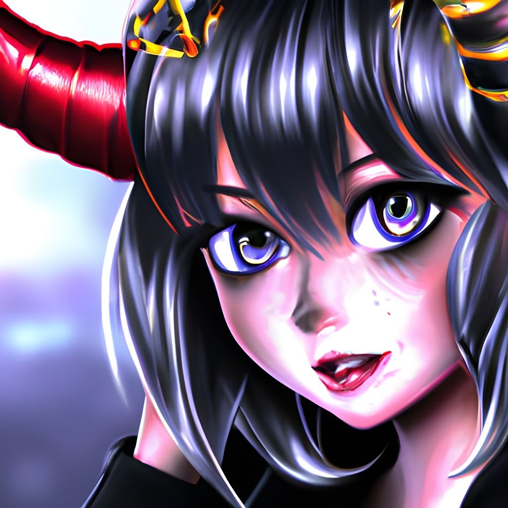 Cute Purple-Haired Anime Devil Lady - AI Generated Artwork - NightCafe  Creator