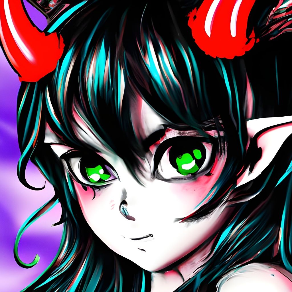 Pouting Anime Devil Girl - AI Generated Artwork - NightCafe Creator