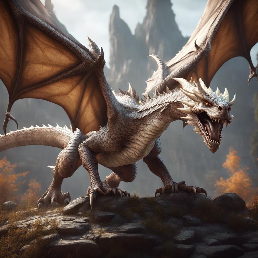 Brown and white wyvern
