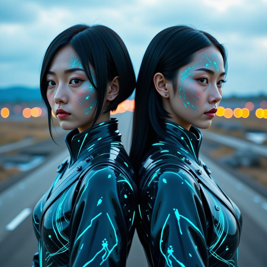 Cybernetic Asian Heroines in Airport Ruins