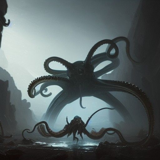 An invisible creature with multiple tentacles, ambushes a group of ...