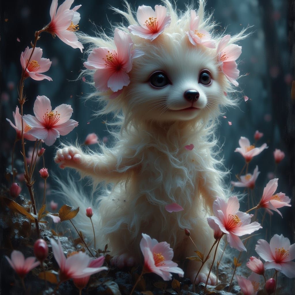 Expressive Baby Forest Critter in Oil Painting Style