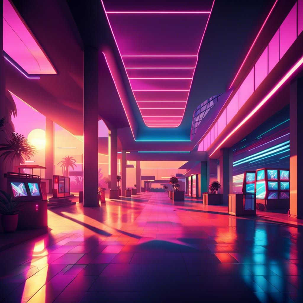 Synthwave Mall - AI Generated Artwork - NightCafe Creator