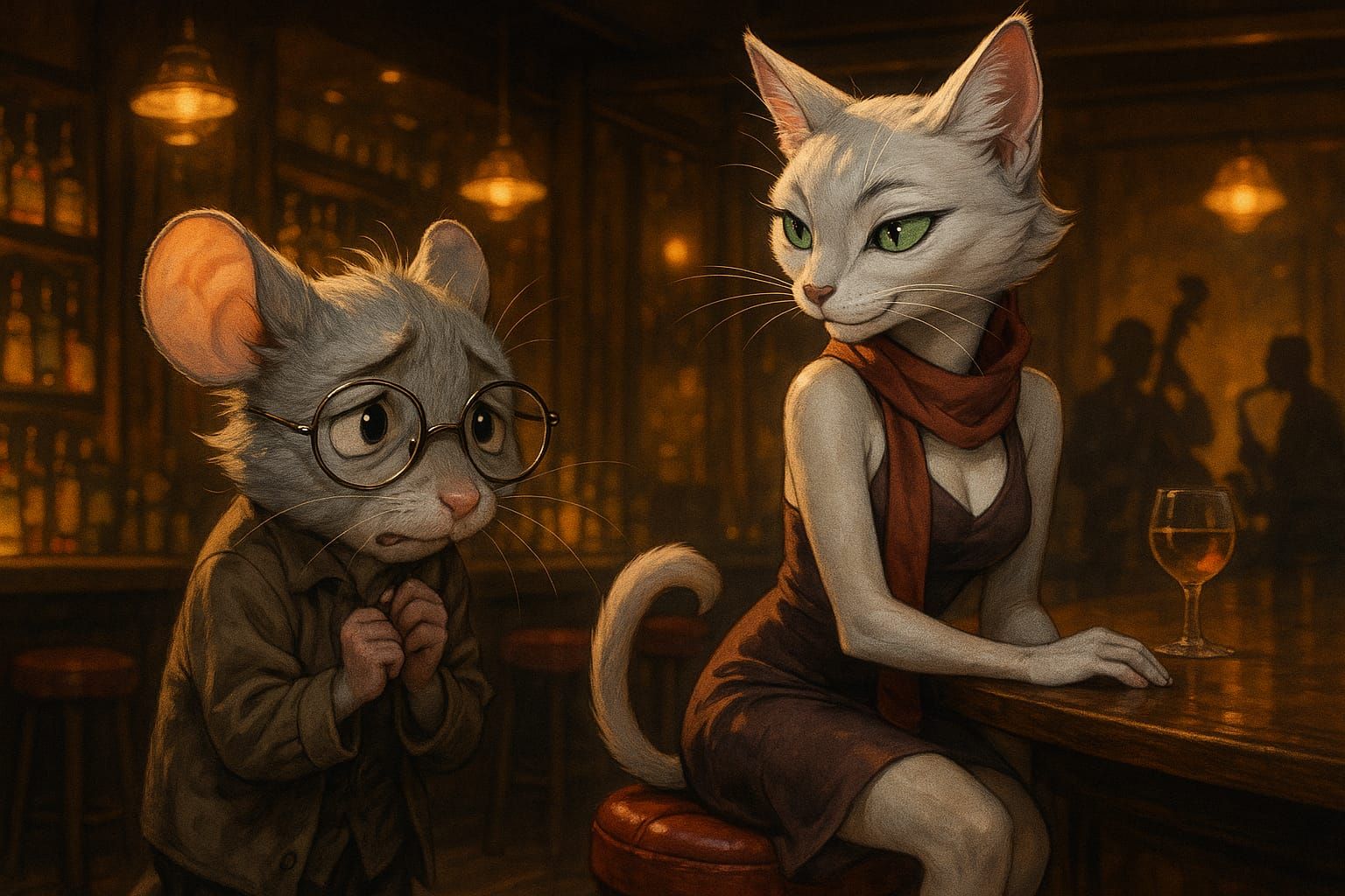 "Can I...? I mean... Would you like another drink?... Maybe?...