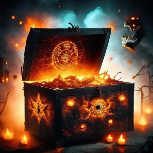 Glowing runes, creepy, horror, chest monster <lora:Halloween:1.0> 