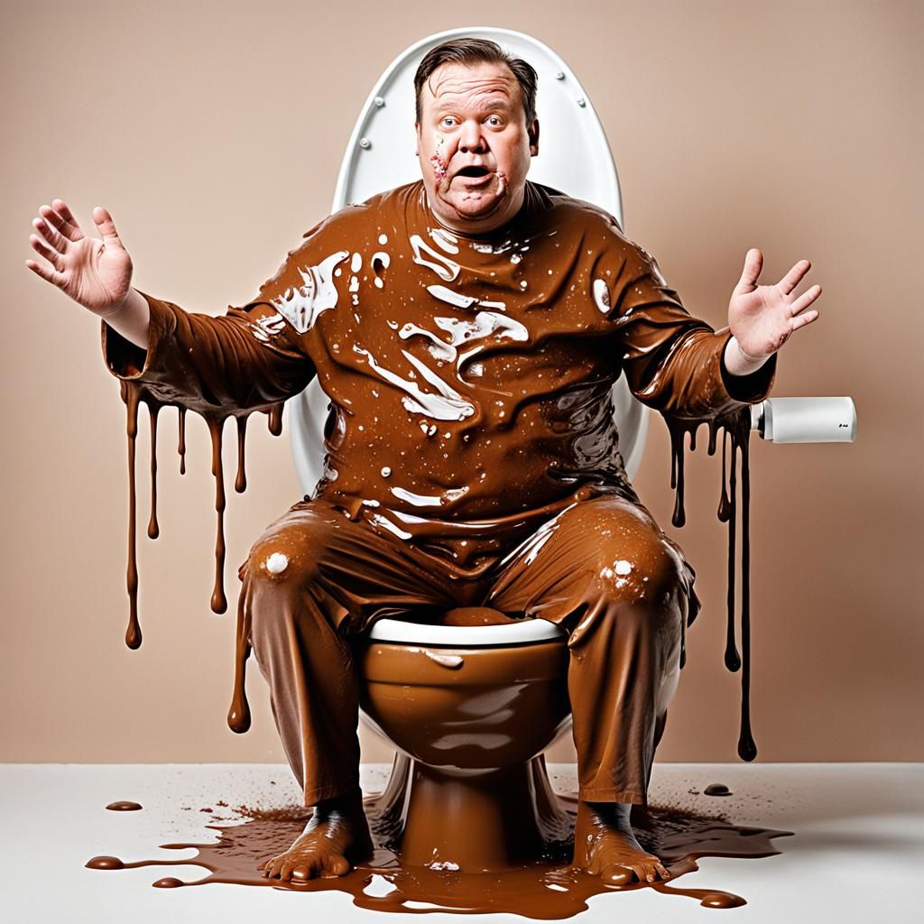 Humorous Flying Toilet Covered in Slime