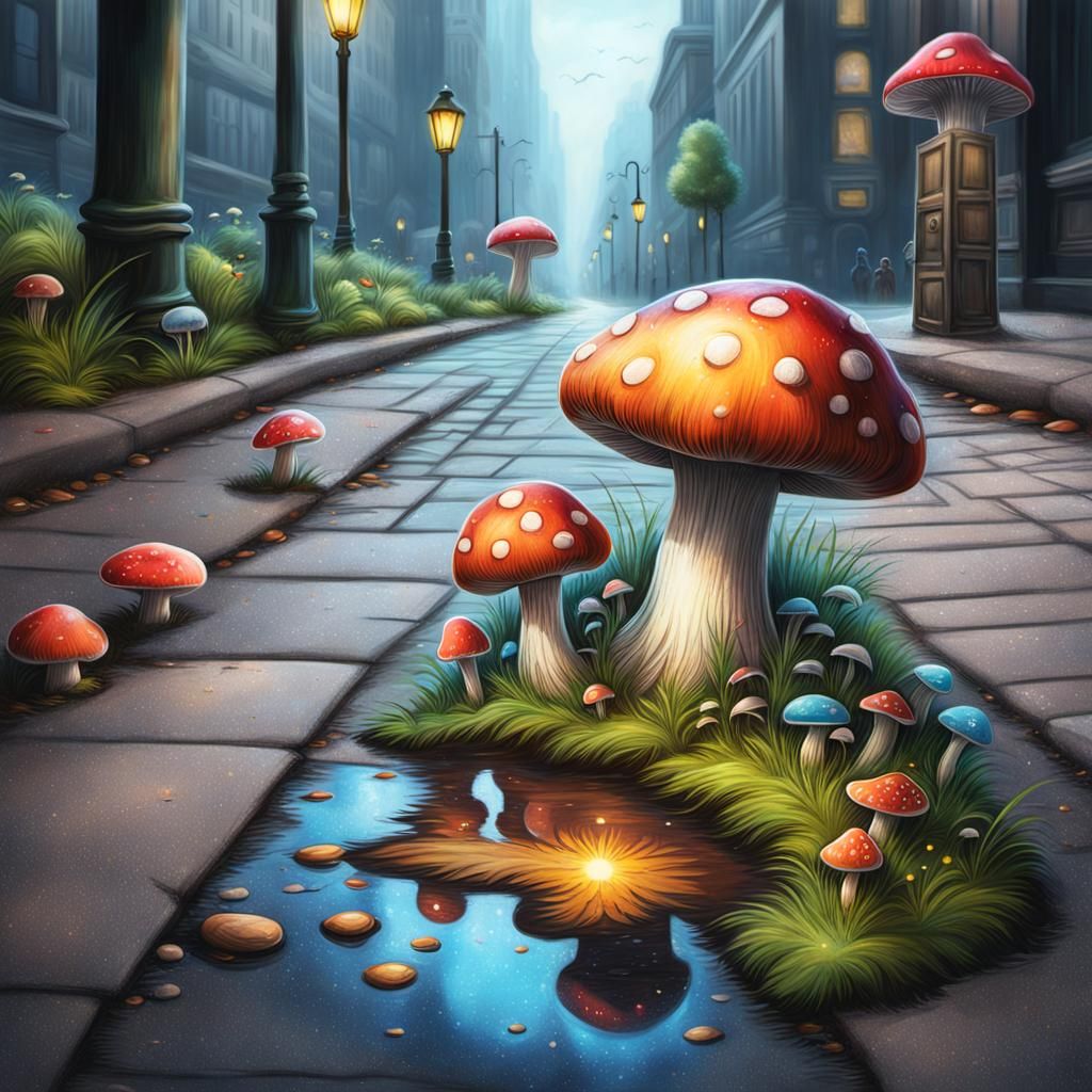 Mushrooms Everywhere - AI Generated Artwork - NightCafe Creator