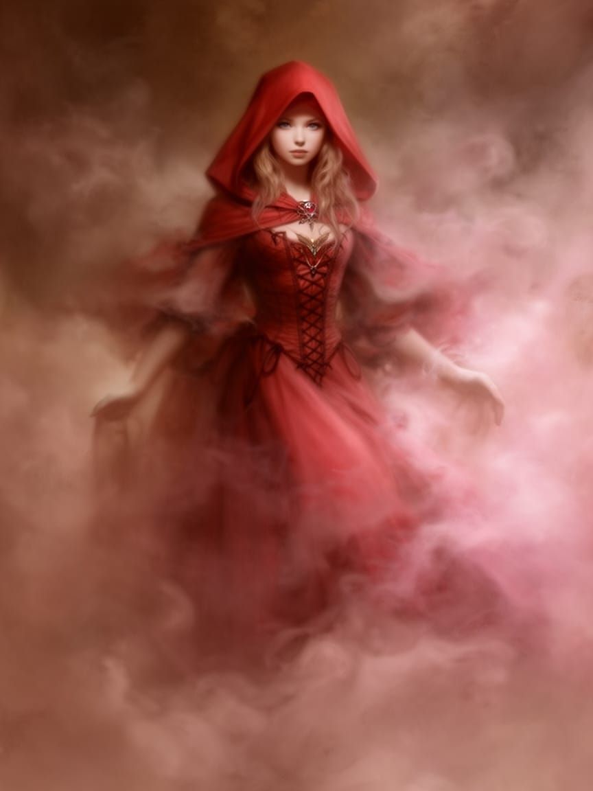 Little Red Hood picture. Her costume colors is just suggested, melting slightly into the background, ...  by @Didier B