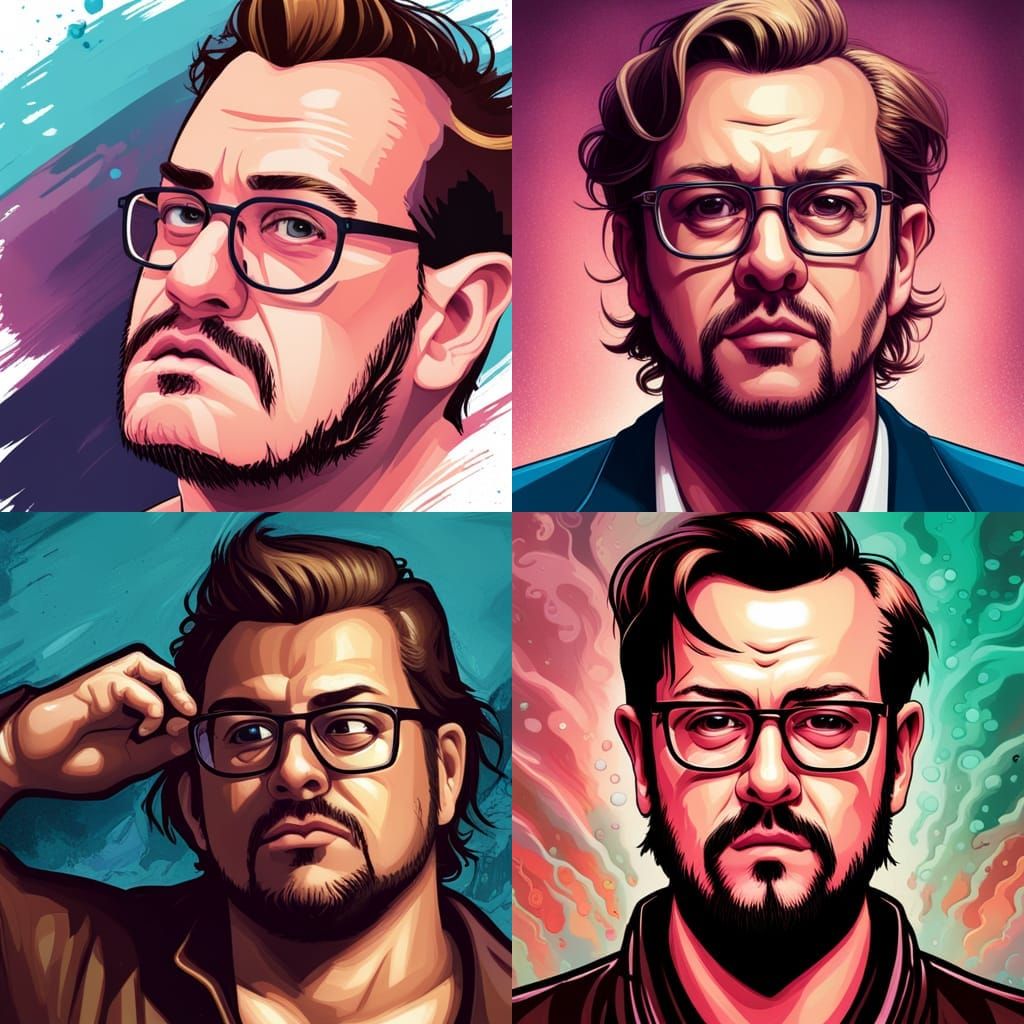 Bubbles actor Trailer Park Boys, thick glasses, bubbles background AI