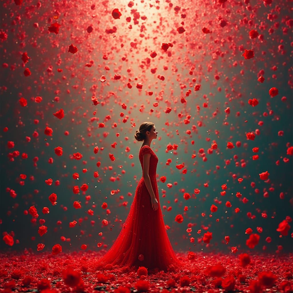 Raining red roses, psychedelic