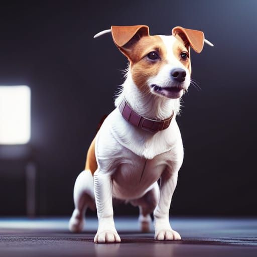 A jack russell terrier working out