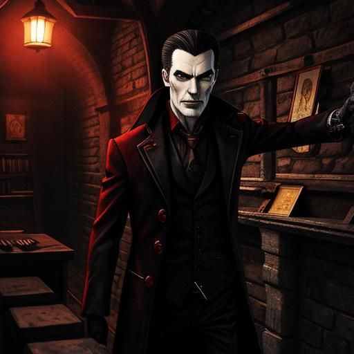 vampire in his secret basement  by @GemMonkey