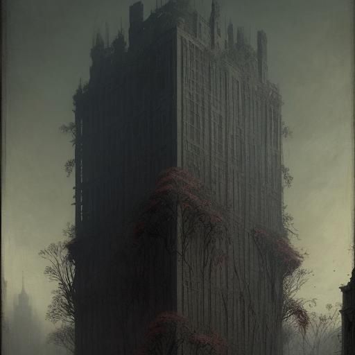 a garden top of a high rise where instead of flowers shrunke...