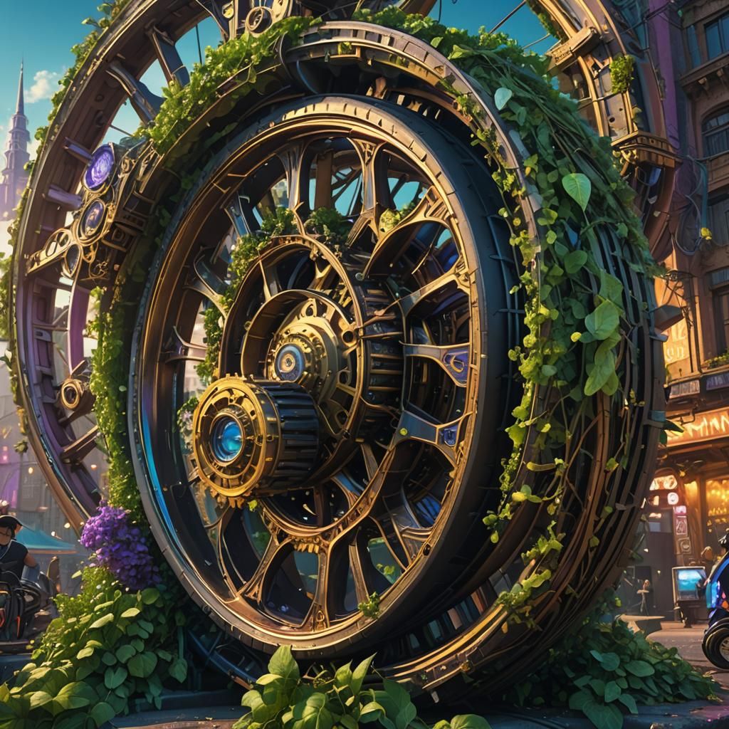 Cityscape on Colossal Wheels: Fantasy Concept Art