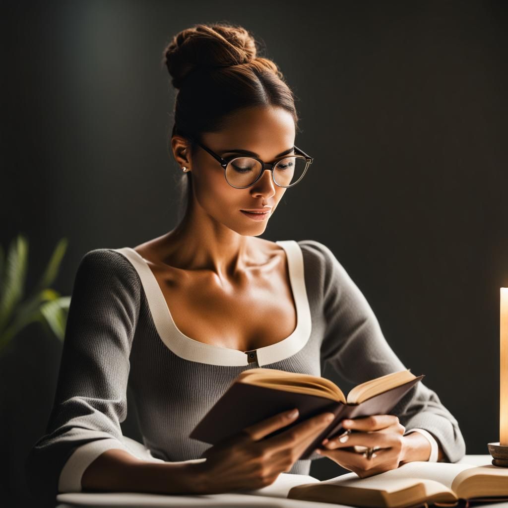 Young woman reading a book