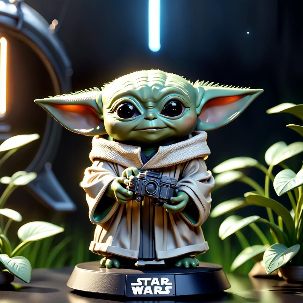 Din Grogu Bobblehead, Baby Yoda, The Mandalorian AI Generated Artwork