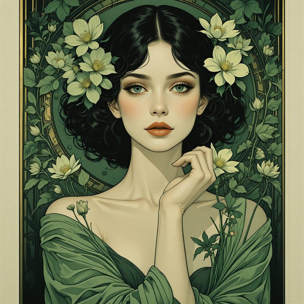 Stil Art Nouveau, Portrait einer jungen Frau