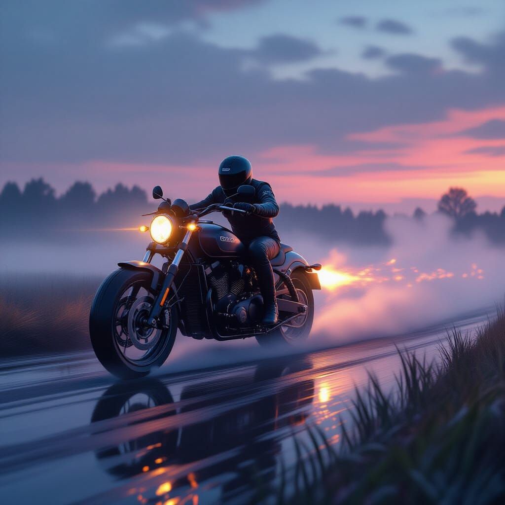 Create a high beam motorbike on the marsh.