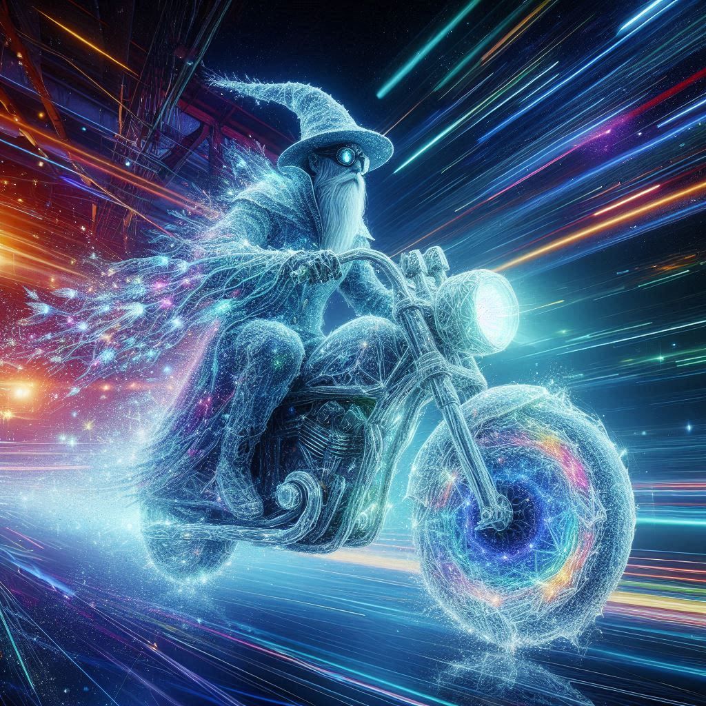 Wizard riding motorcycle