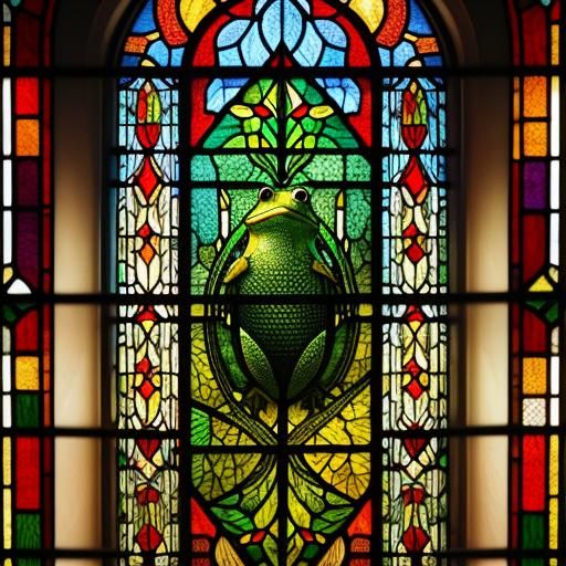 The wonderful world of stained glass 
A Frog on a log
Pane i...