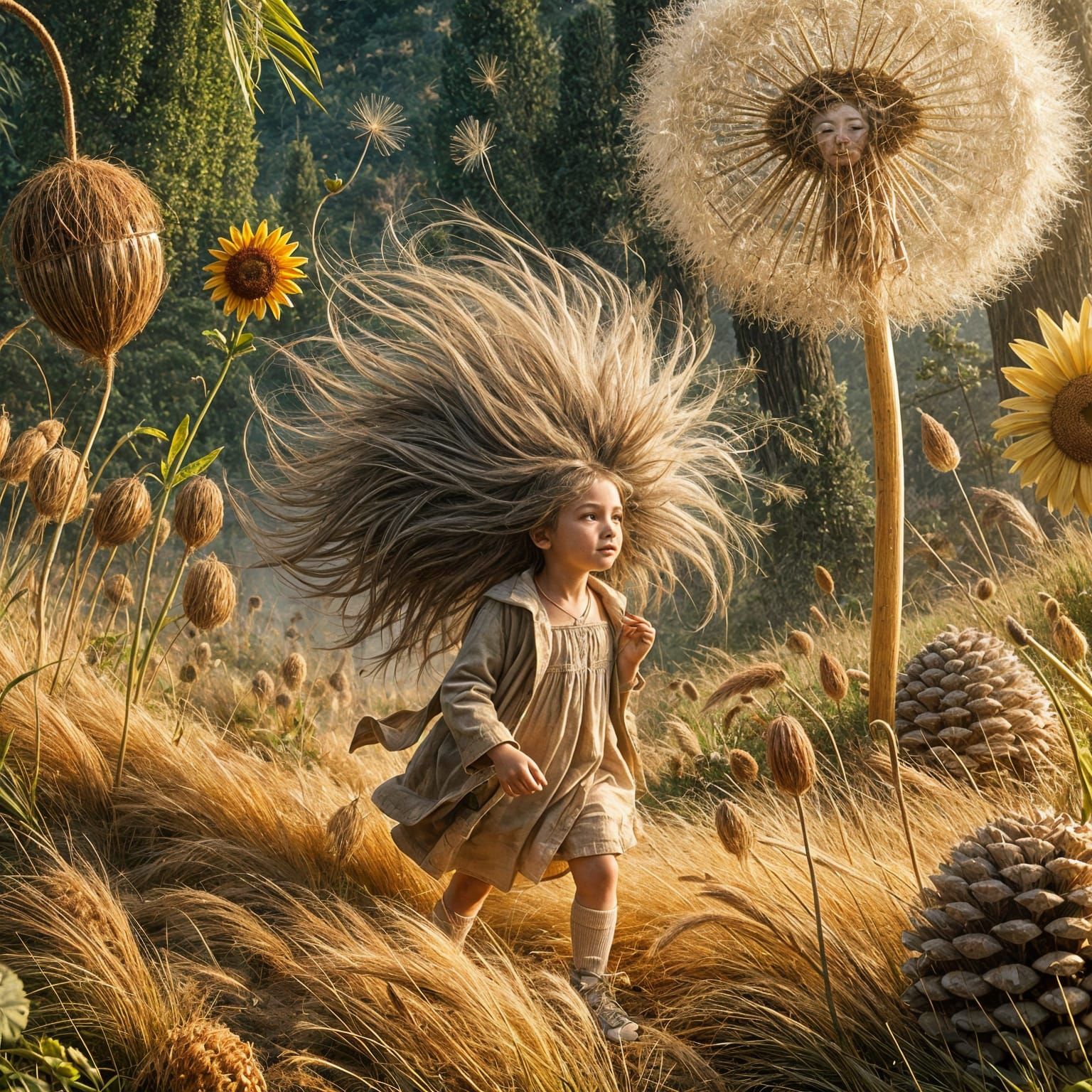 A young child crossing a magical field.