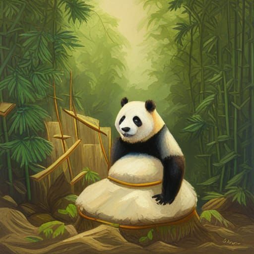 Panda in bamboo forest